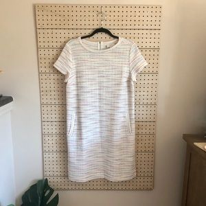 Pastel striped sheath dress with pockets